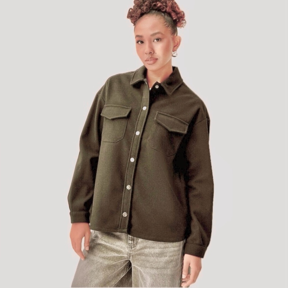 Twik Patch-pocket felt overshirt XS